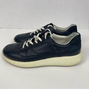 Ecco Soft 7 Black Leather Lace Up Runner Sneaker Comfortable Shoes Size 8